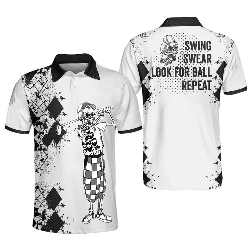 Men's Skull Swing Swear Look For Ball Repeat Polo Shirt