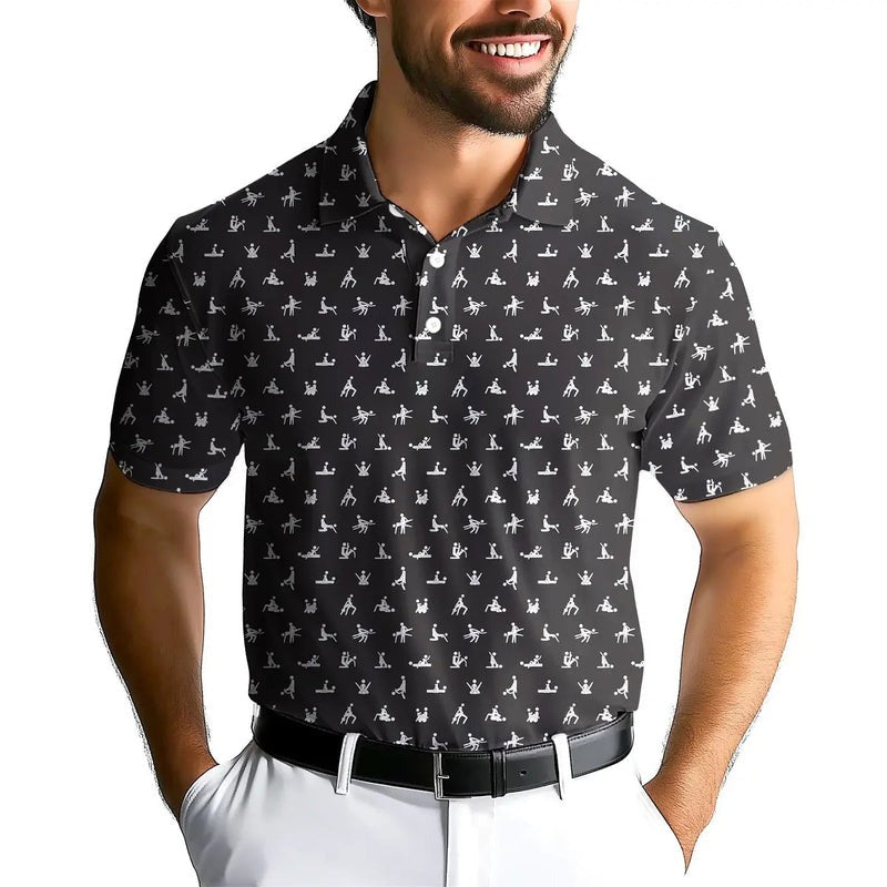 Stick Figure Polo Shirt For Men