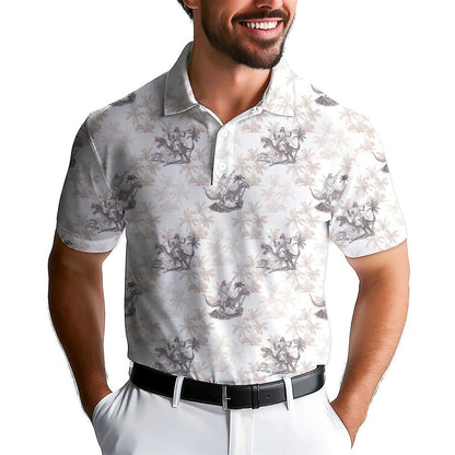 Jesus Riding Dinosaur - Funny Golf Polo Shirt